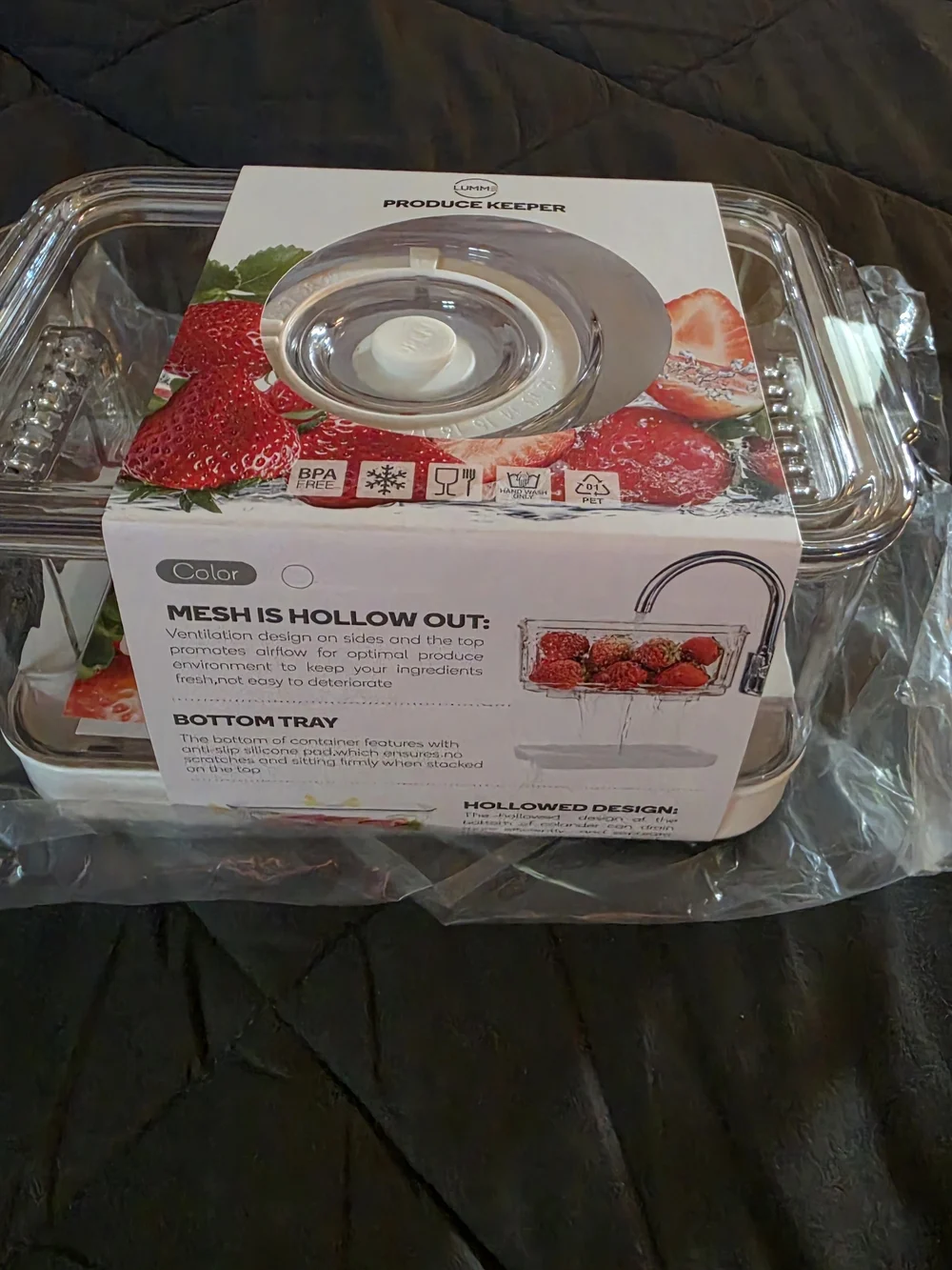 Lumme Produce Keeper - Clear and White Fruit Storage Container